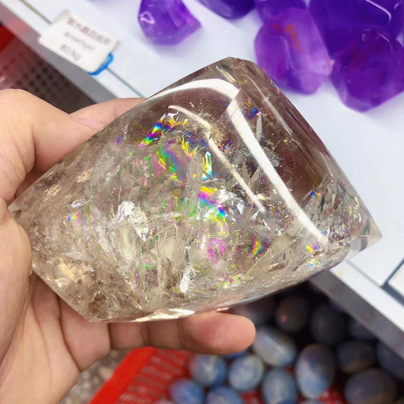 Clear quartz with strong rainbow freeform 115 dollars a kilo Free shipping over $200