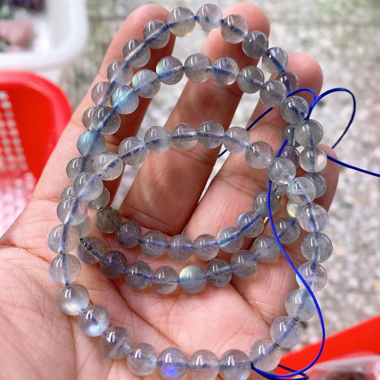Braccialetto Labradorite e Larvikite perle 8 mm qualita' A Braccialetto Labradorite e Larvikite perle 8 mm qualita' A