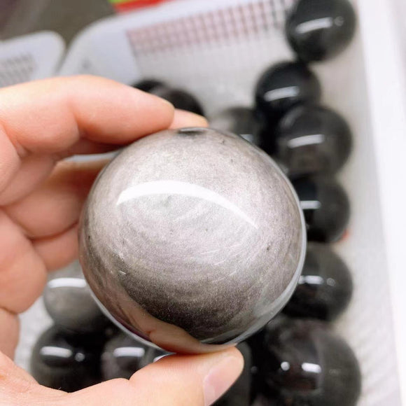 Silver obsidian spheres, 80 dollars per kilogram,