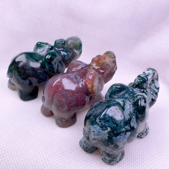 moss agate elephant  USD 12 each