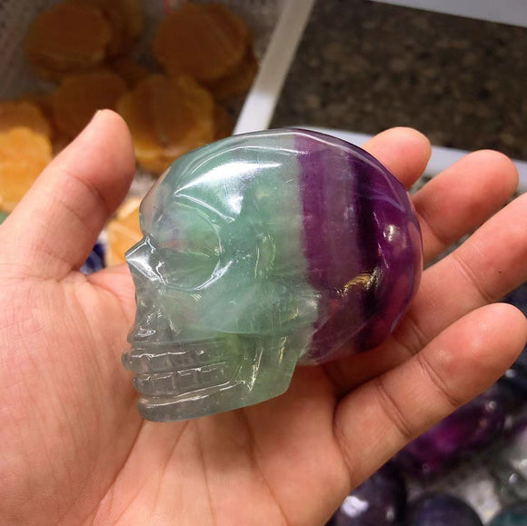 Fluorite skull, 85 dollars a kilogram