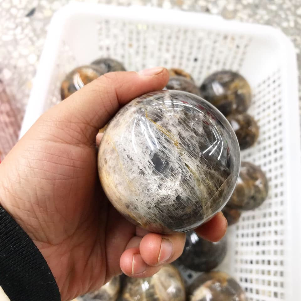 Huge black moonstone selling sphere