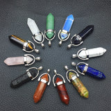 Hexagon prism quartz gemstone crystal points pendant