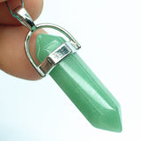 Hexagon prism quartz gemstone crystal points pendant