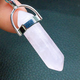 Hexagon prism quartz gemstone crystal points pendant