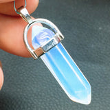 Hexagon prism quartz gemstone crystal points pendant